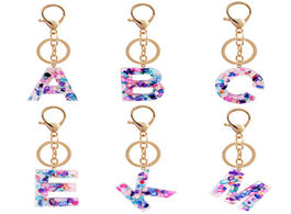 Foto van Sieraden a z initial keychains keyrings for women men acrylic letter glitter resin key ring couple c
