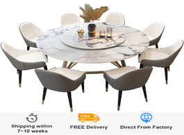 Foto van Meubels round nordic dining table with turntable modern minimalist