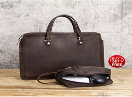 Foto van Tassen business laptop bag 13.3 inch horse leather notebook for macbook air pro computer briefcase