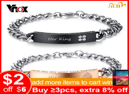 Foto van Sieraden vnox personalized gift for lover couple bracelets stainless steel women men customized name