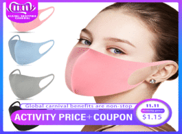 Foto van Beveiliging en bescherming face mask washable earloop ice silk cotton summer breathable dust mouth m