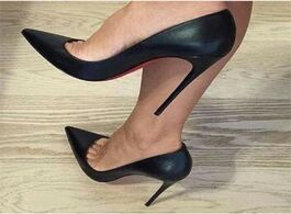 Foto van Schoenen brand shoes woman high heels women pumps stilettos for black pu leather wedding fgb7