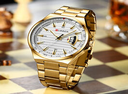 Foto van Horloge man brand luxury watch gold white top curren watches stainless steel quartz wristwatch auto 