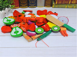 Foto van Speelgoed montessori vegetable cecile educational wooden toy 3d puzzle concentration training round 