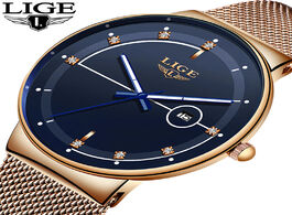 Foto van Horloge lige fashion mens watches top brand luxury ultra thin quartz watch for men mesh strap waterp