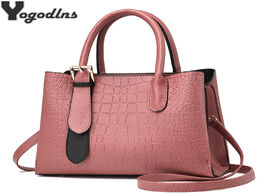 Foto van Tassen ladies luxury design handbags women pu leather bags 2020 retro crocodile pattern crossbody fe