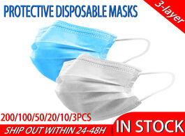 Foto van Beveiliging en bescherming 3 layer protective mask for face protection mascara disposable dust safet