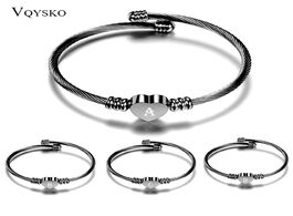 Foto van Sieraden fashion initial charm heart bracelets stainless steel black 26 letters alphabet cuff bracel
