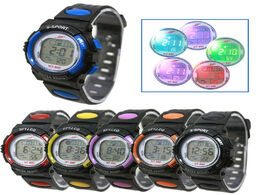 Foto van Horloge fashion kids watches led light watch girl boy silicone sport alarm date digital multifunctio