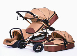 Foto van Baby peuter benodigdheden luxurious stroller 3 in 1 portable travel carriage folding prams aluminum 