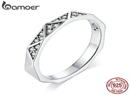 Foto van Sieraden bamoer sterling silver 925 geometric minimalist finger rings for women korean style fine je