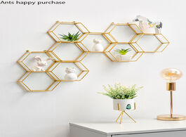 Foto van Huis inrichting creative hexagon metal glass wall mount room home decor living bedroom modern simple