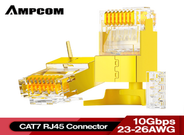 Foto van Elektronica ampcom 2 piece cat6a cat7 shielded rj45 modular plug connector 50 8p8c network cable