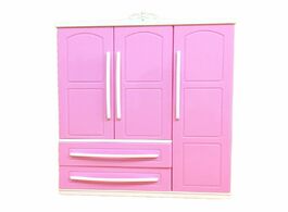 Foto van Speelgoed three door pink modern wardrobe play set for dolls furniture can put shoes clothes accesso