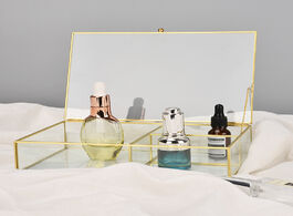 Foto van Huis inrichting cosmetic storage box transparent glass with lid jewelry dressing table lipstick comp