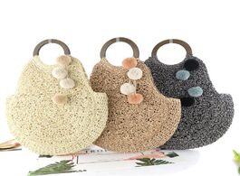 Foto van Tassen new woven straw bag portable hanging ball beach fashion casual women handbag