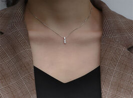 Foto van Sieraden new arrived 925 sterling silver zircon rhinestone strip shape pendant necklaces women hot j