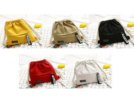 Foto van Tassen canvas drawstring backpack school gym bag storage pack rucksack pouch for back teen