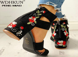Foto van Schoenen wdhkun woman pumps high heels elastic band zipper rubber open toe embroider dancing party w