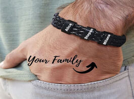 Foto van Sieraden black braided leather bracelet with name personalized custom beads bangle for men husband f