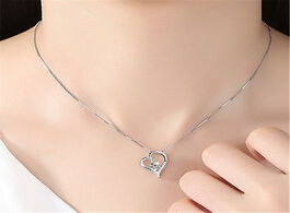 Foto van Sieraden top quality 925 sterling silver necklace girl jewelry shiny zircon heart pendant women clav