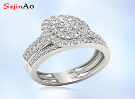 Foto van Sieraden szjinao diamond ring for women white gold couple rings set wedding engagement gemstones rea