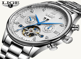 Foto van Horloge lige2020 classic mens watches top brand luxury business automatic clock tourbillon waterproo