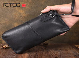 Foto van Tassen aetoo original hand made vintage genuine leather long clutch soft handbag large capacity yout
