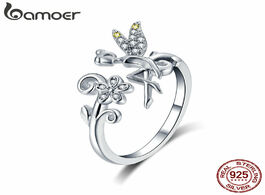 Foto van Sieraden bamoer new arrival 925 sterling silver fairy daisy flower open size finger rings women wedd