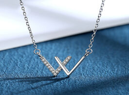 Foto van Sieraden new trendy s925 sterling silver w letter necklace fashion women jewelry double v pendant aa