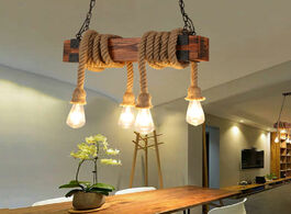 Foto van Lampen verlichting adjustable retro industrial wood chandelier dining room lighting fixture bar cafe