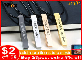Foto van Sieraden vnox personalized engraving square bar custom name love date necklaces for men stainless st