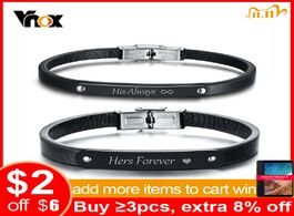 Foto van Sieraden vnox his and her matching couple leather bracelets personalized custom engraving boyfriend 