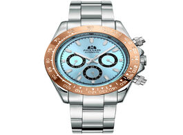 Foto van Horloge automatic watches self wind mechanical gold stainless steel glacier ice blue dial chestnut b