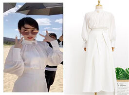 Foto van Baby peuter benodigdheden white shirt skirt dress send brooch for women sweet del luna hotel same iu