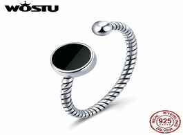 Foto van Sieraden wostu 100 925 sterling silver cool black round open rings for women man adjustable ring chr