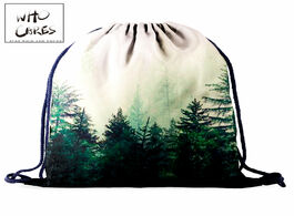 Foto van Tassen who cares drawstring storage bag portable backpack women shopping gym landscape 3d printing t