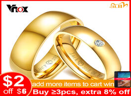 Foto van Sieraden vnox classic wedding rings for women men gold color stainless steel couple band anniversary