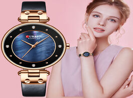 Foto van Horloge curren women watches reloj mujer top brand luxury leather strap wristwatch for blue clock st