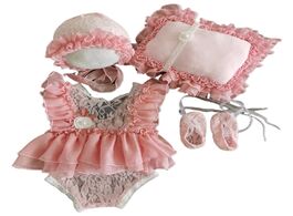 Foto van Baby peuter benodigdheden 5pcs lace dress hat pillow shorts shoes set infants photo shooting costume