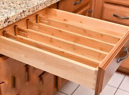 Foto van Huis inrichting bamboo drawer dividers organizer separator spring loaded adjustable