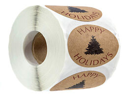 Foto van Kantoor school benodigdheden 1 inch round kraft paper sticker happy holidays packageing christmas de