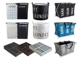 Foto van Huis inrichting folding storage basket dirty clothes collecting case laundry bag with 3 grid section