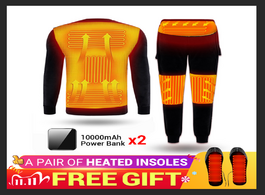 Foto van Sport en spel winter heated underwear fleece lined heating thermal set usb electric t shirts pants b