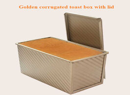 Foto van Huis inrichting rectangular toast box bread mold non stick gold 450g corrugated with lid kitchen bak