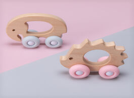 Foto van Speelgoed 1pc animal wood car toys stroller beech wooden teething non toxic baby accessories elephan
