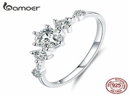 Foto van Sieraden bamoer dazzling sparkling engagement finger rings for women solid silver 925 jewelry weddin