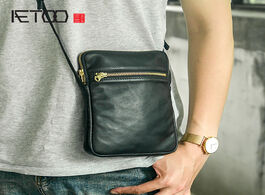 Foto van Tassen aetoo fashion leather phone bag men s retro trendy shoulder mini messenger