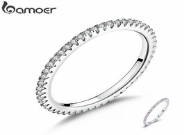 Foto van Sieraden bamoer classic 925 sterling silver high quality circle clear cz geometric stackable rings f