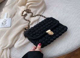 Foto van Tassen multi color wool woven cotton colored thread crocheted shoulder bag women s straddle chain st